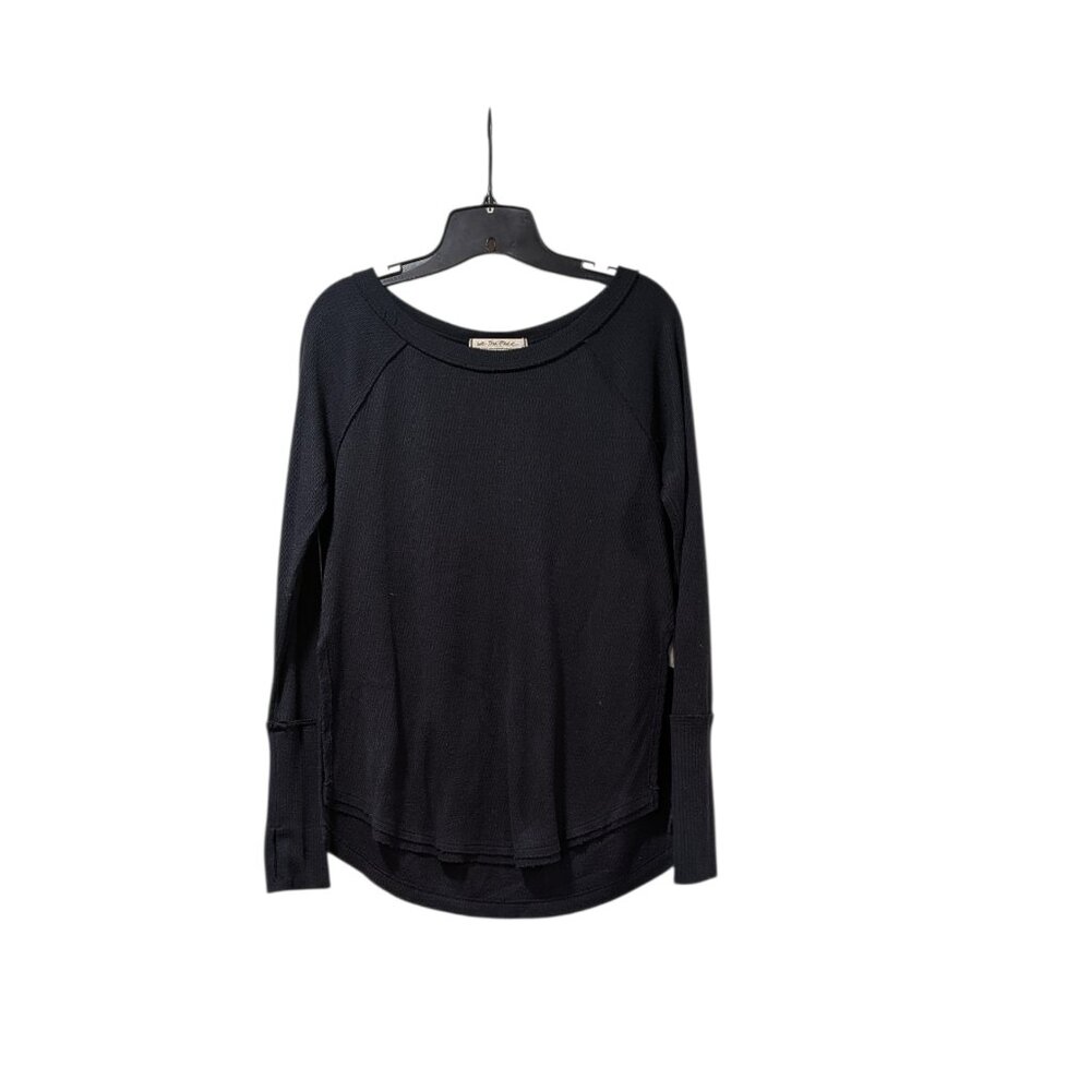 We The Free Navy Blue Knit Side Slit Thumbhole Minimalist Timeless Shirt Sz XS